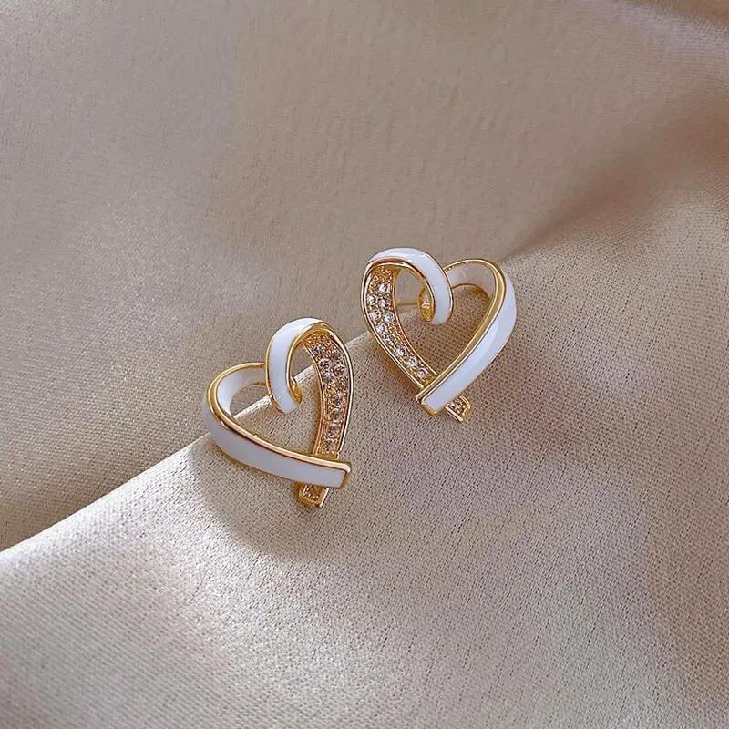 Korean Elegant Heart Stud Earrings