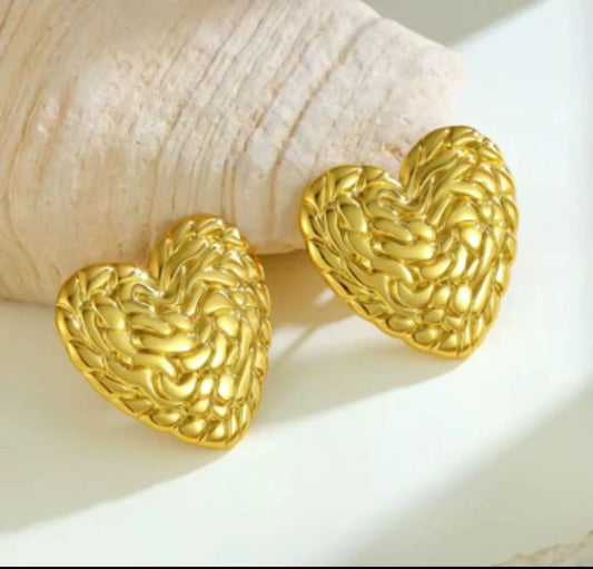 Gold-Plated Heart Shaped Studs