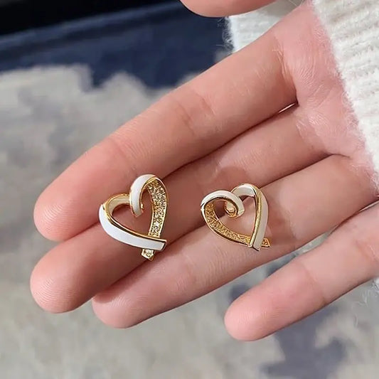 Korean Elegant Heart Stud Earrings