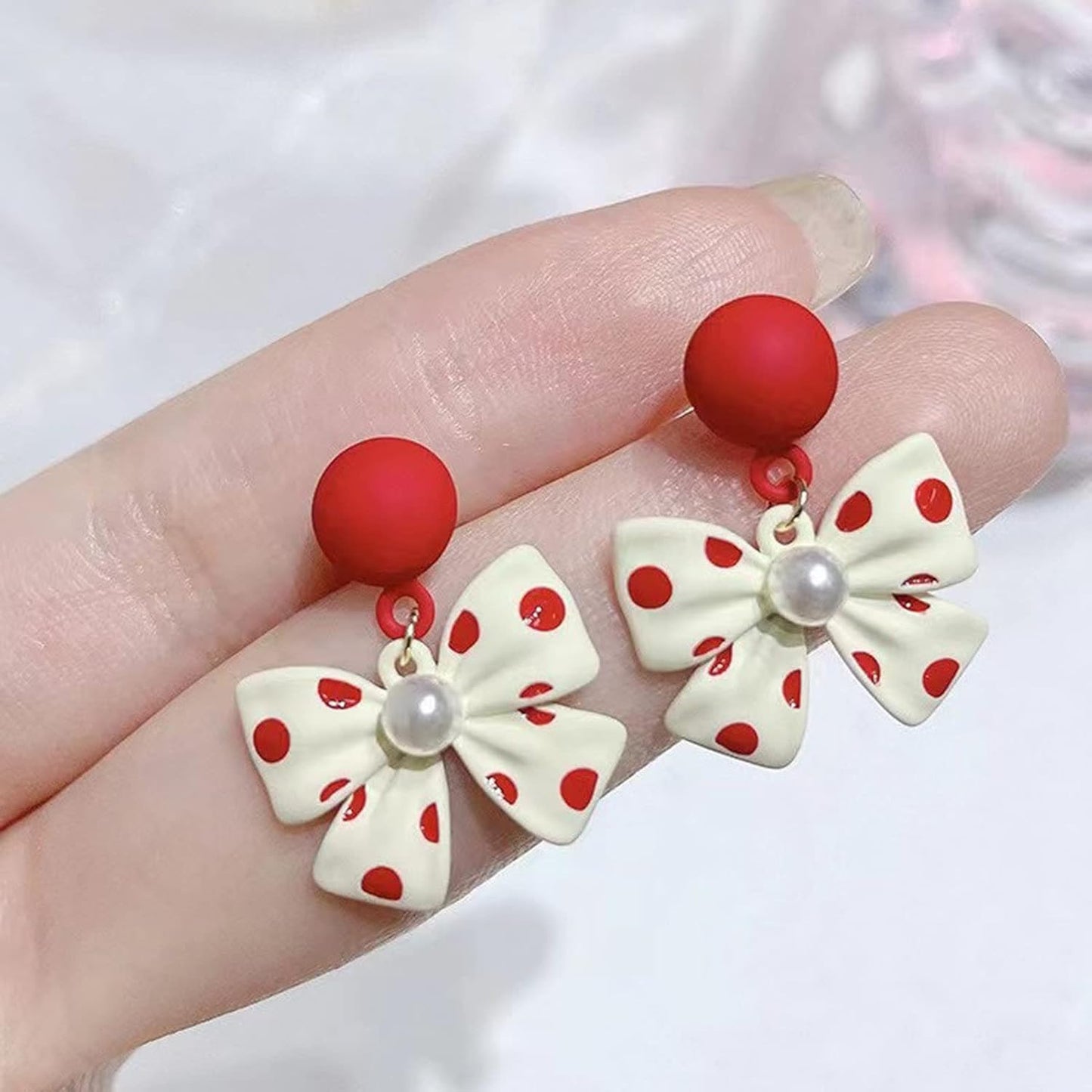 Korean Bow Dangle Earrings