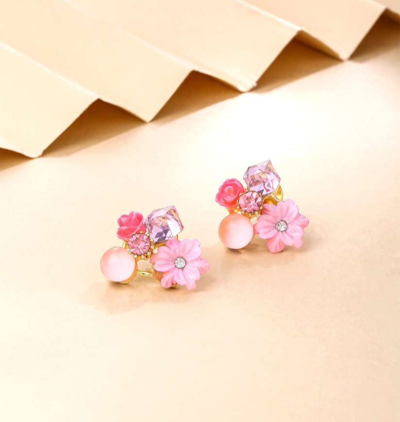 Zirconia Flower Stud Earrings