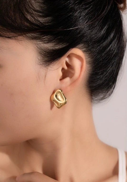 Chiseled with Perfection Gold Earrings