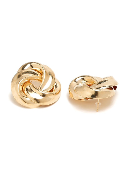 Gold round stud earrings