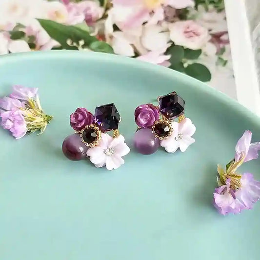 Zirconia Flower Stud Earrings