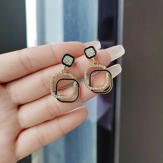 Crystal Square Drop Earrings