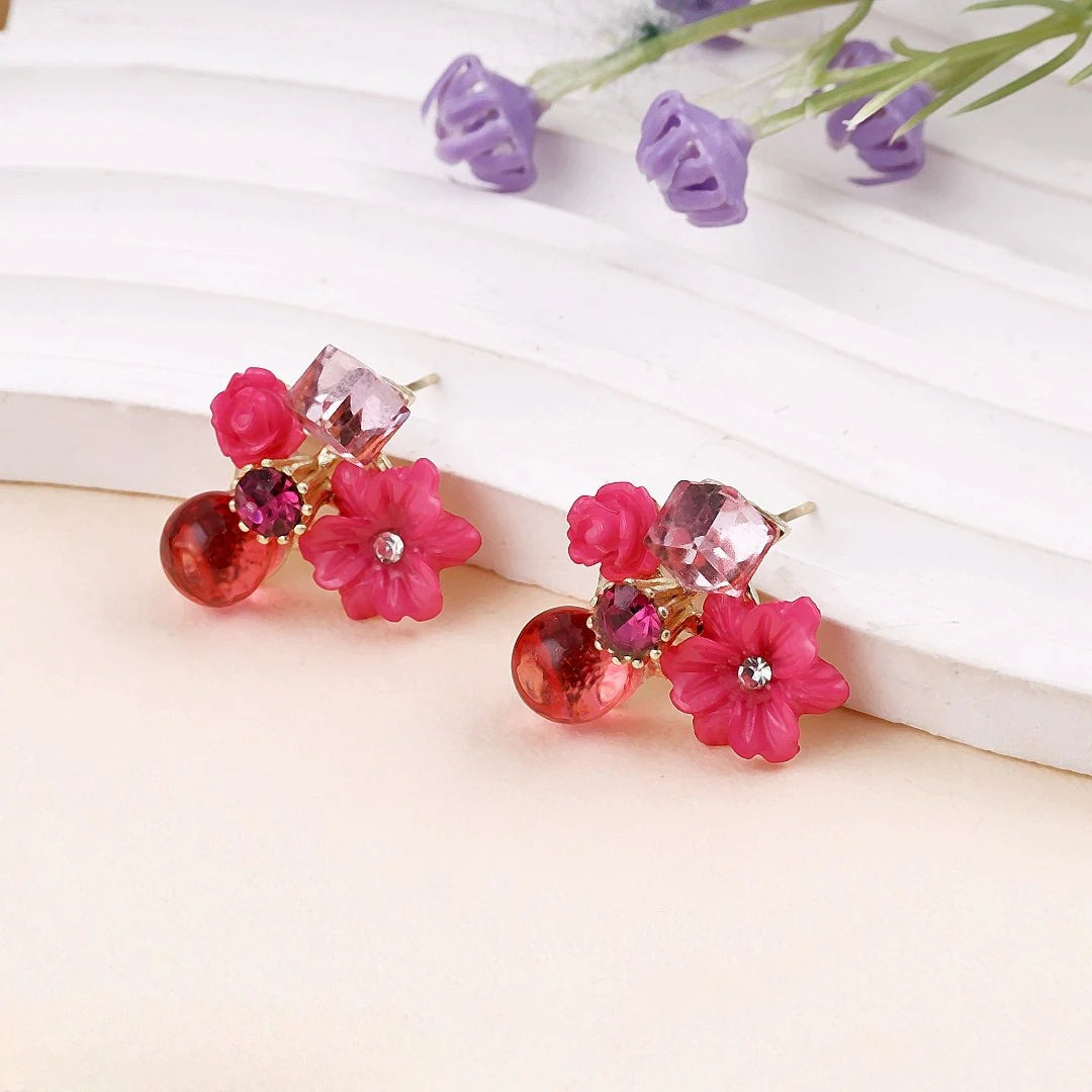 Zirconia Flower Stud Earrings