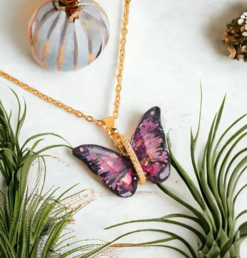 Black Pink Butterfly Pendant