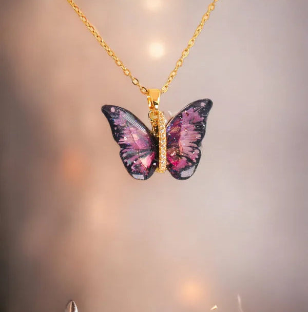 Black Pink Butterfly Pendant