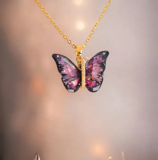 Black Pink Butterfly Pendant