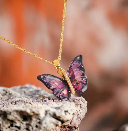 Black Pink Butterfly Pendant