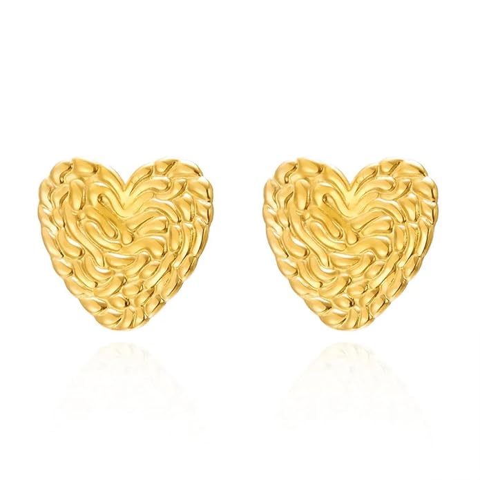 Gold-Plated Heart Shaped Studs