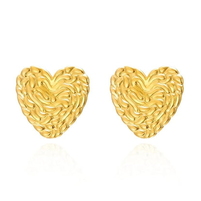 Gold-Plated Heart Shaped Studs