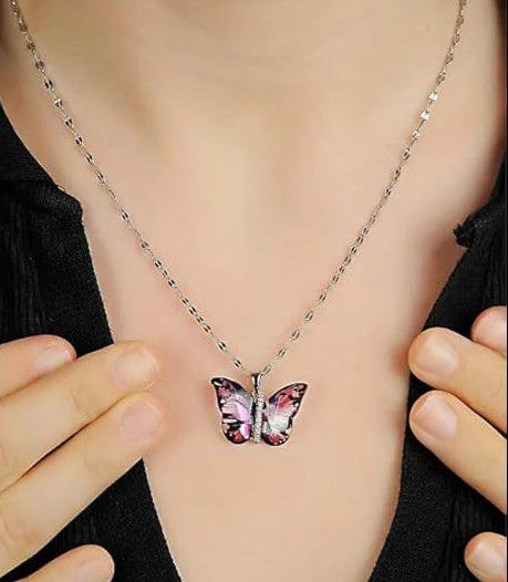Black Pink Butterfly Pendant