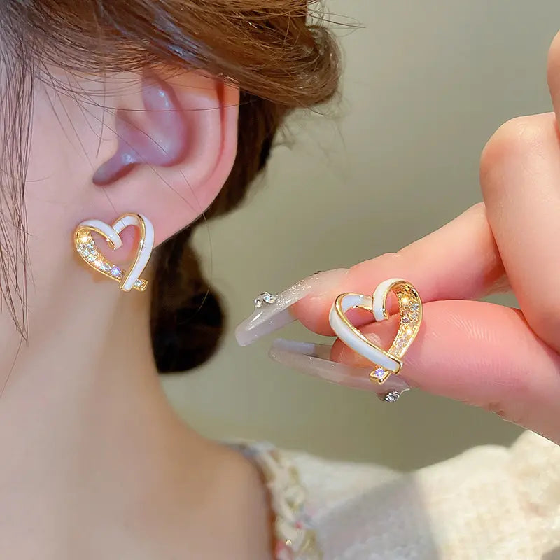 Korean Elegant Heart Stud Earrings