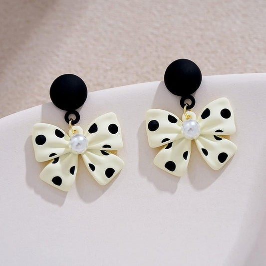 Korean Bow Dangle Earrings