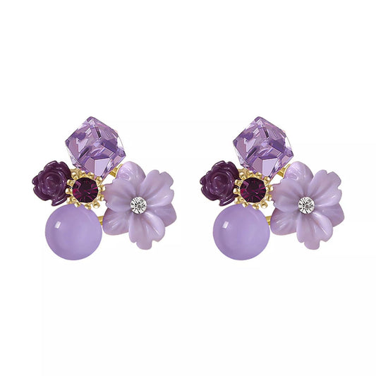 Zirconia Flower Stud Earrings