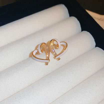 Korean Elegant Heart Stud Earrings
