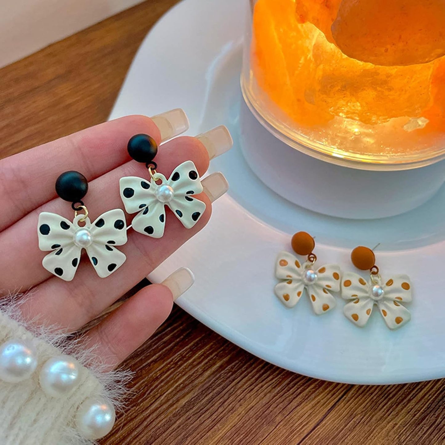 Korean Bow Dangle Earrings
