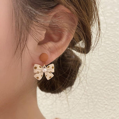 Korean Bow Dangle Earrings