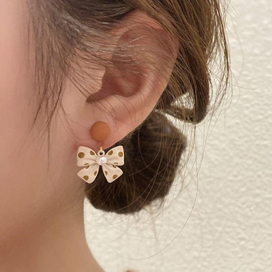 Korean Bow Dangle Earrings