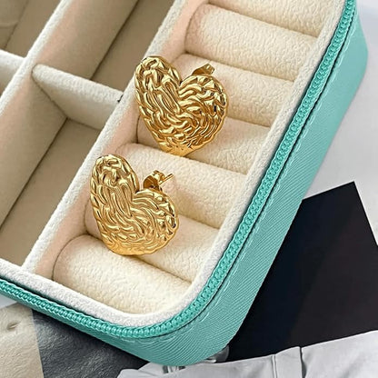 Gold-Plated Heart Shaped Studs