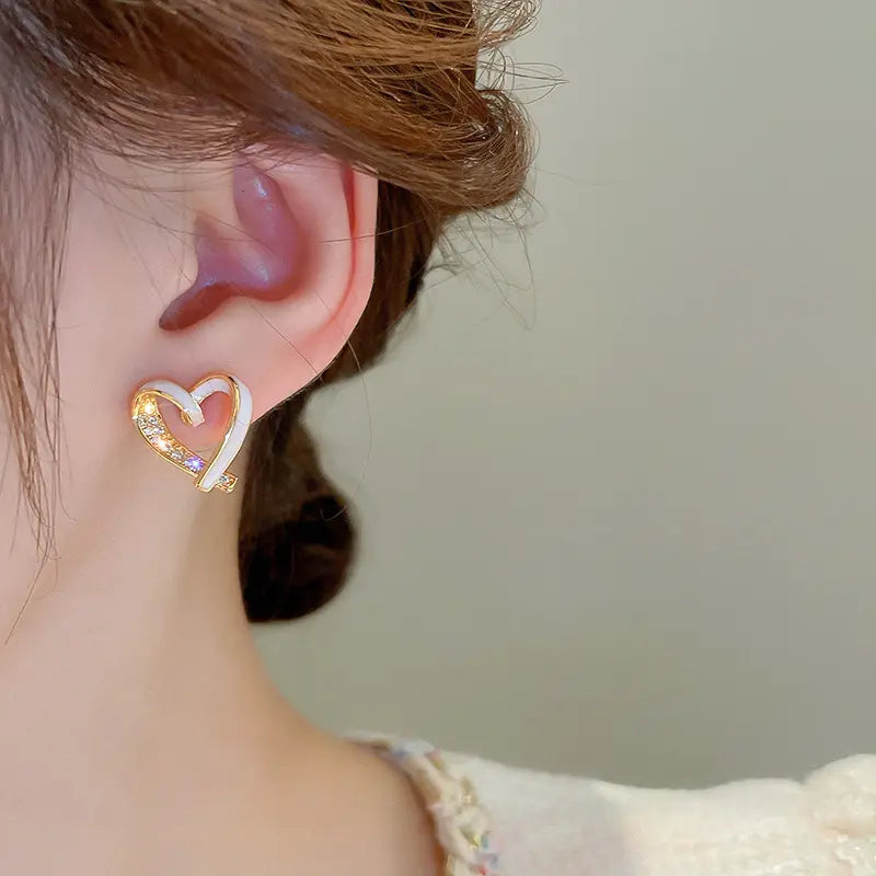 Korean Elegant Heart Stud Earrings