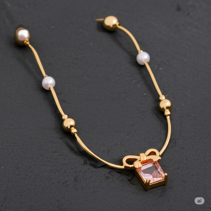 Pink Bow Necklace