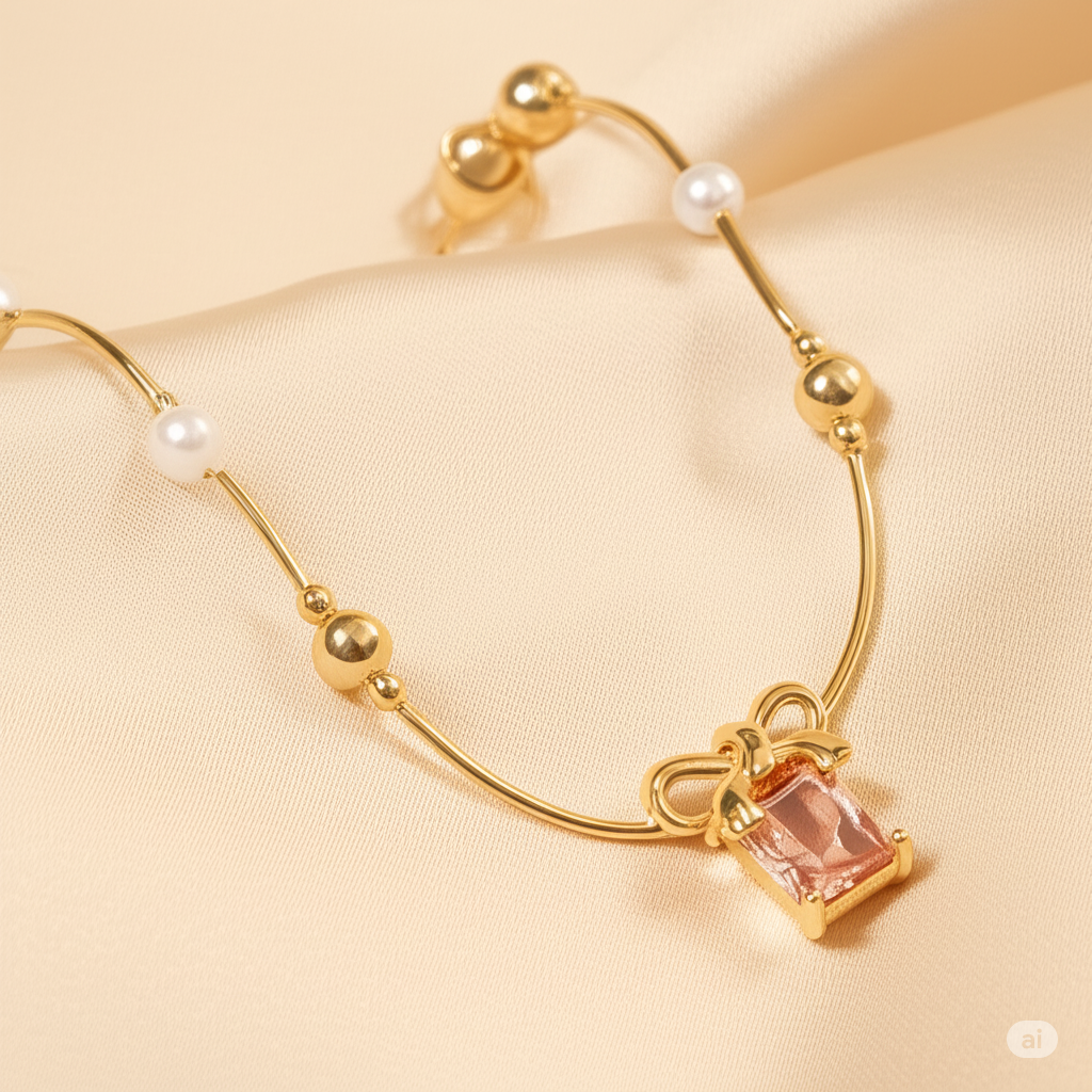 Pink Bow Necklace