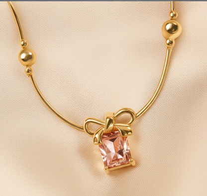 Pink Bow Necklace