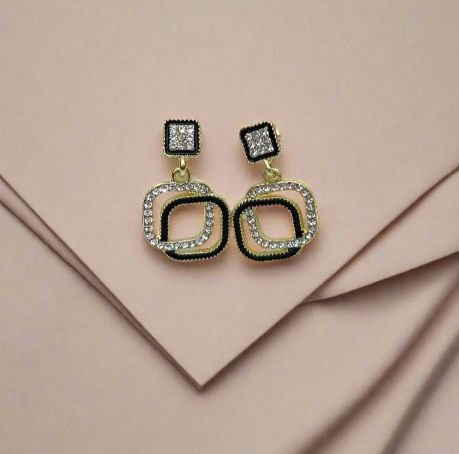 Crystal Square Drop Earrings