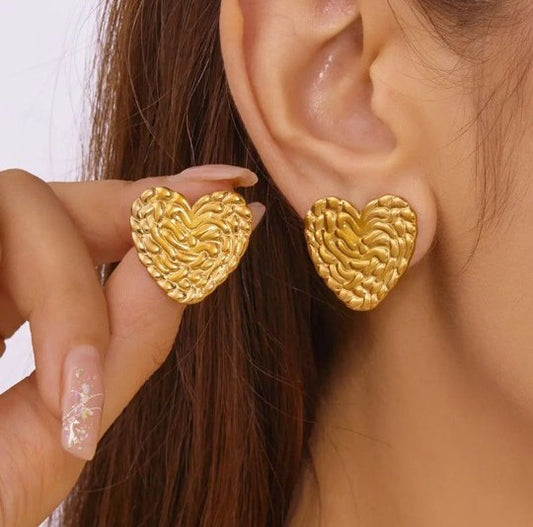 Gold-Plated Heart Shaped Studs