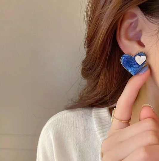 Blue Heart Stud Earring