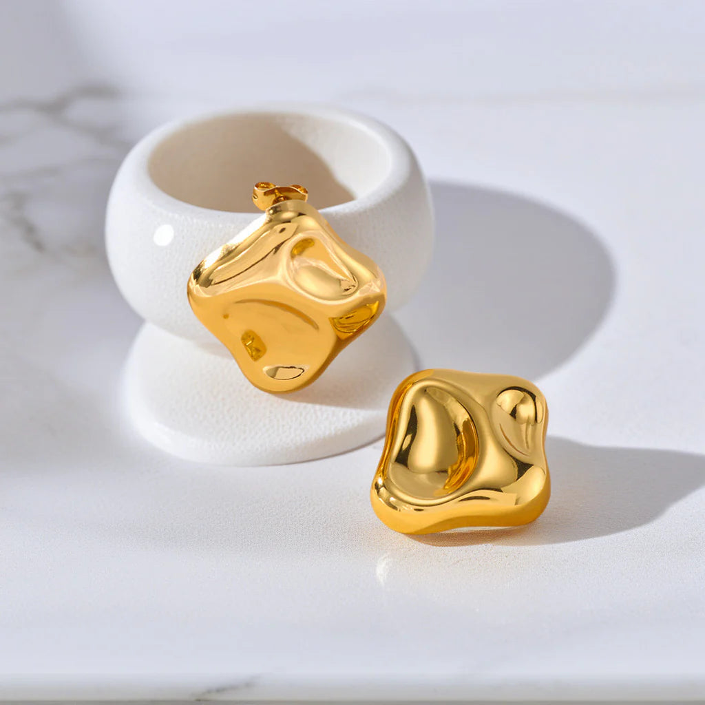 Chiseled with Perfection Gold Earrings