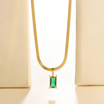 Green Emerald Design Necklace Anti-Tarnish