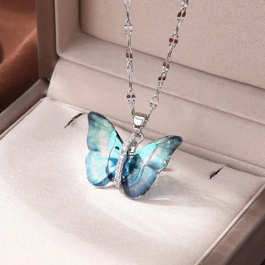 Vibrant Blue Butterfly Pendant