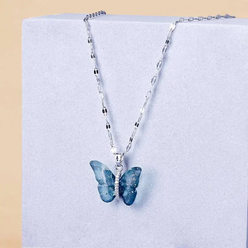 Vibrant Blue Butterfly Pendant